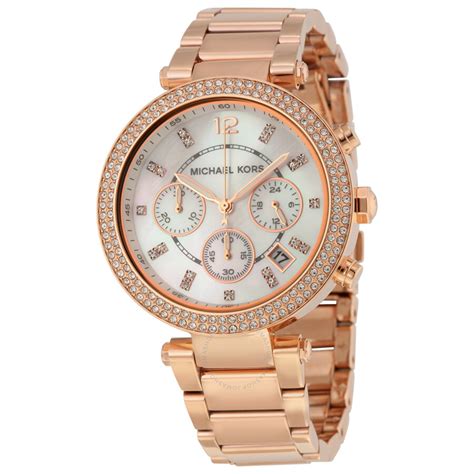 michael kors watch blue face rose gold|Michael Kors parker chronograph watch.